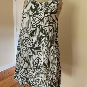 Tahari Green and White Linen Dress